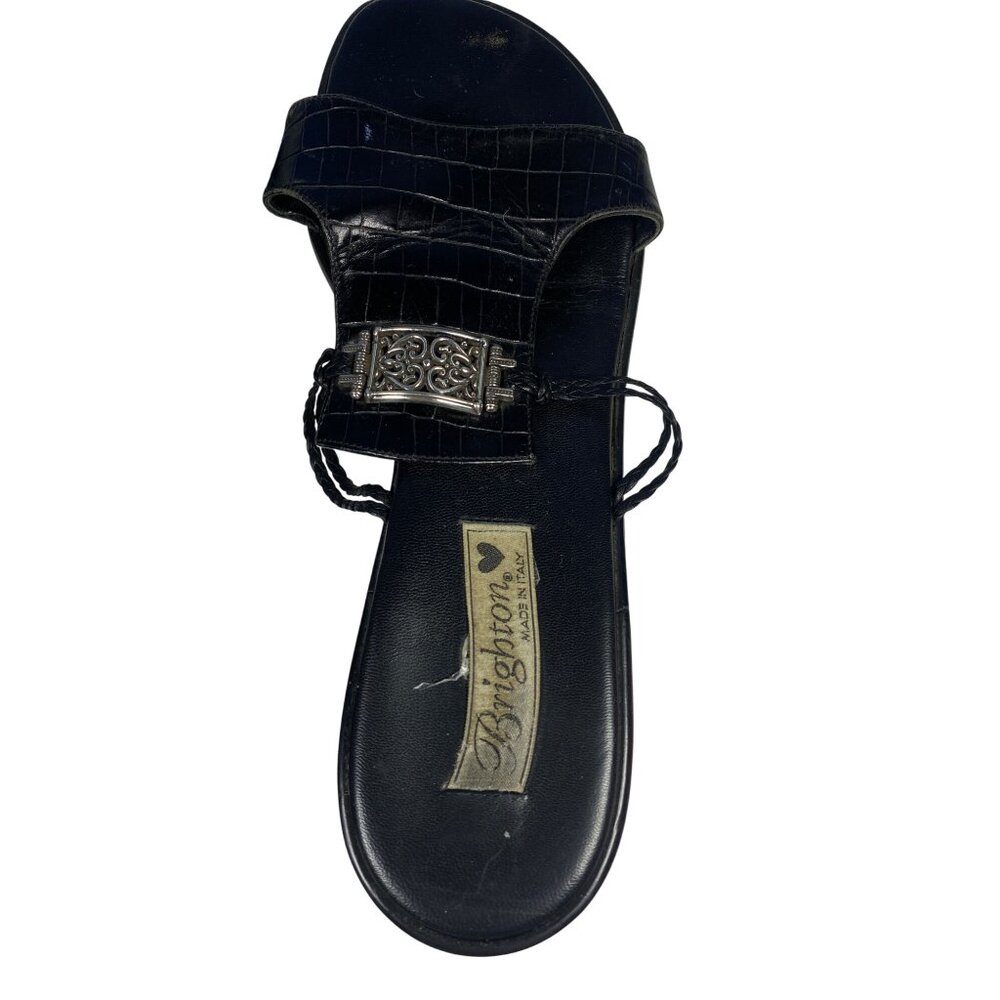 Brighton Mavis Slide Sandal in Black Crocodile Women's 10 - Picture 10 of 14